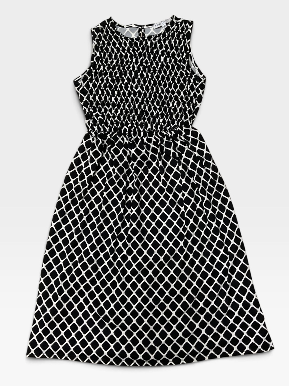 Brand New-Velvet Torch Black and White Sleeveless Lattice Dress